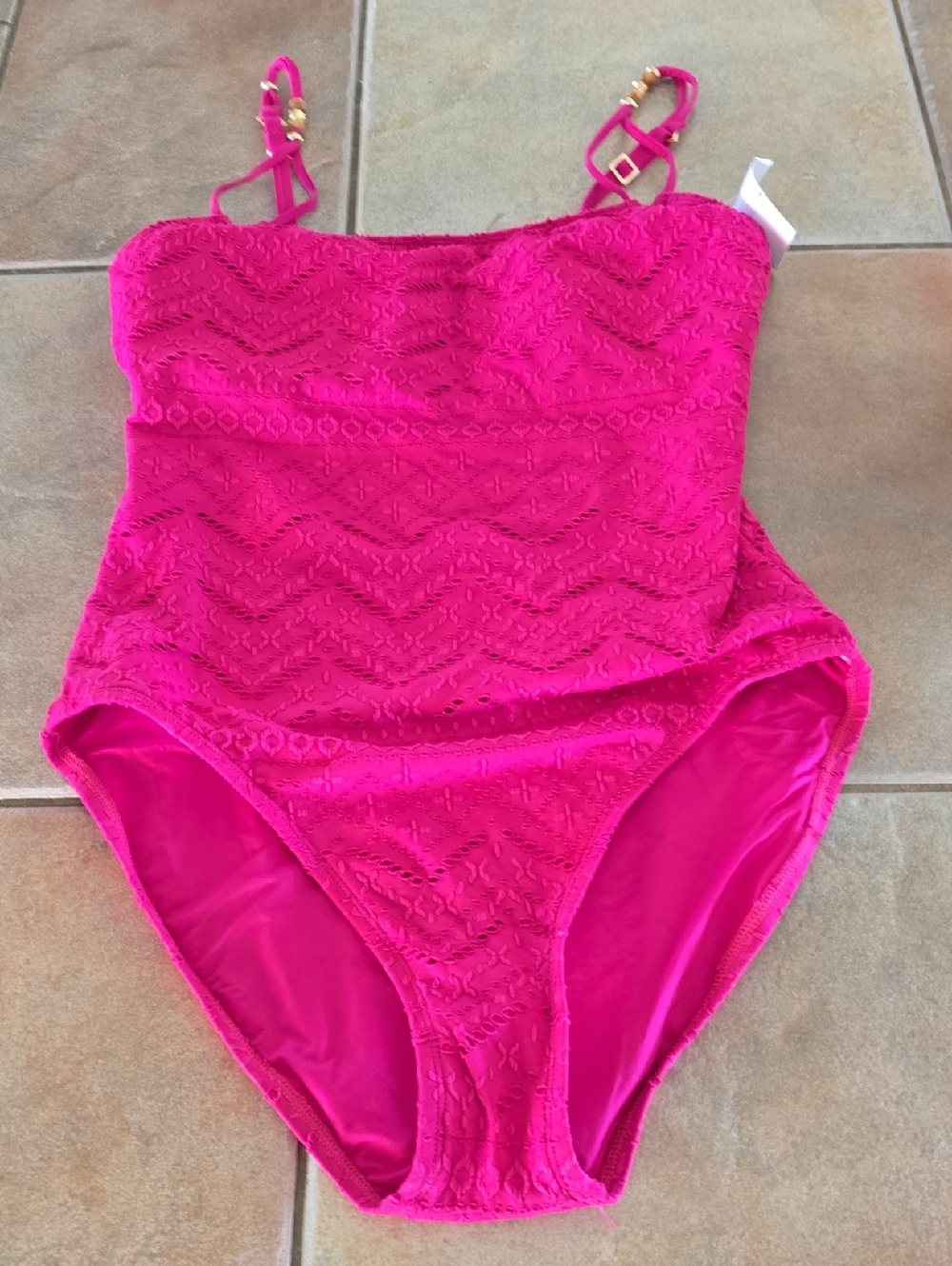 La Blanca Hot Pink Lace One-Piece Swimsuit Sz 8